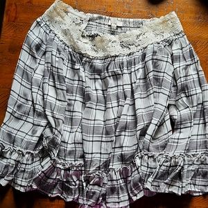 LOFT, XS, black and white plaid blouse